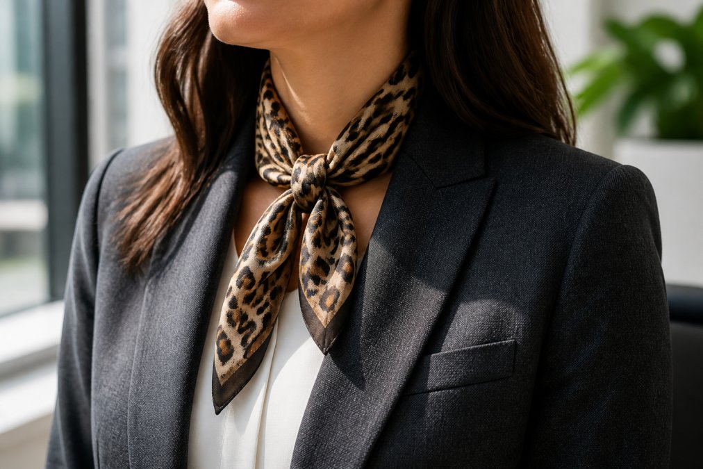 Step-by-step visual guide for animal print scarves