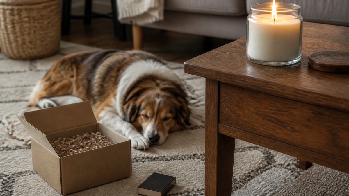 Infographic showing the monthly value breakdown of a candle subscription box for a cozy home environment.
