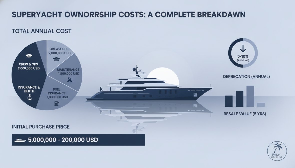 Professional illustration showing superyacht purchase vs charter