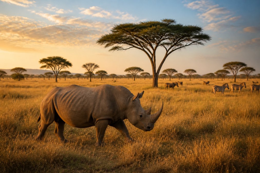 Professional illustration showing African for rhino conservation efforts