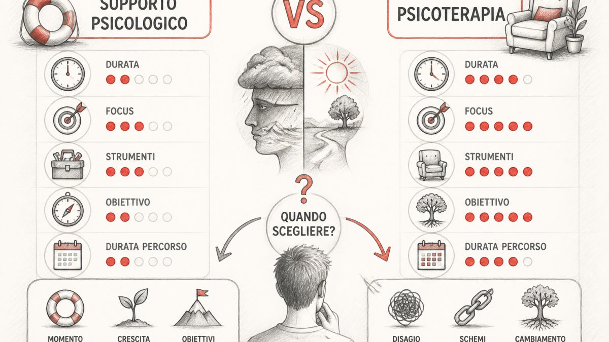 Supporto psicologico vs psicoterapia: differenze e quando scegliere