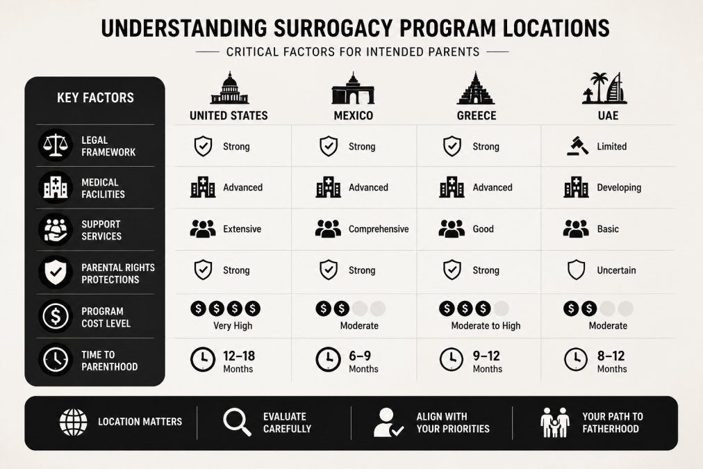 Professional illustration showing surrogacy for single men