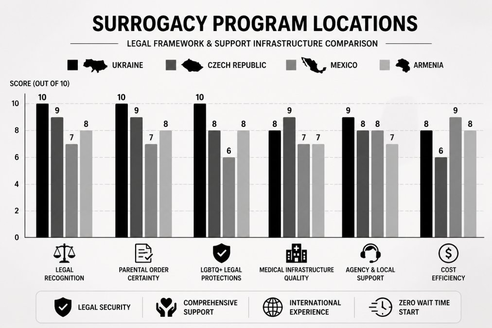 Illustration showing the benefits of surrogacy options
