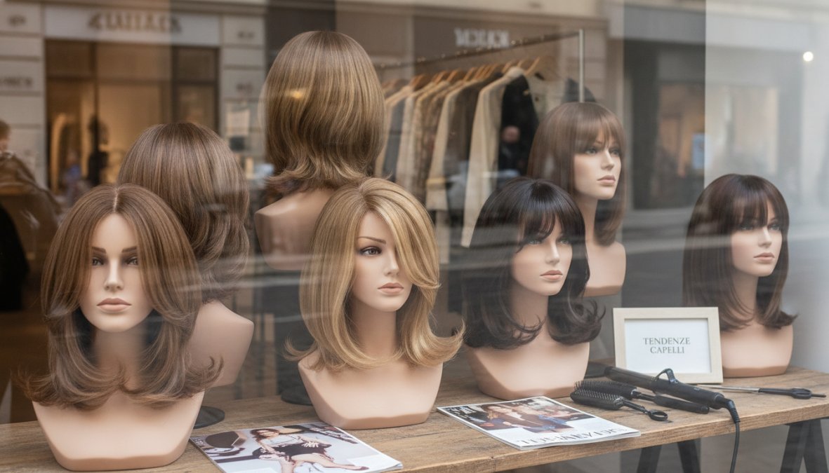 Donna con capelli medi biondo platino, onde morbide che sfiorano le spalle, primo piano del viso in luce naturale dorata, stile elegante e sofisticato da red carpet