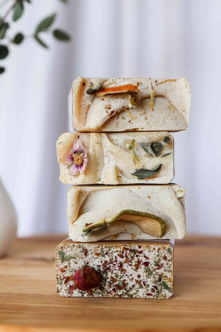 Stack of Tallow + Goat's Milk Soap Bars