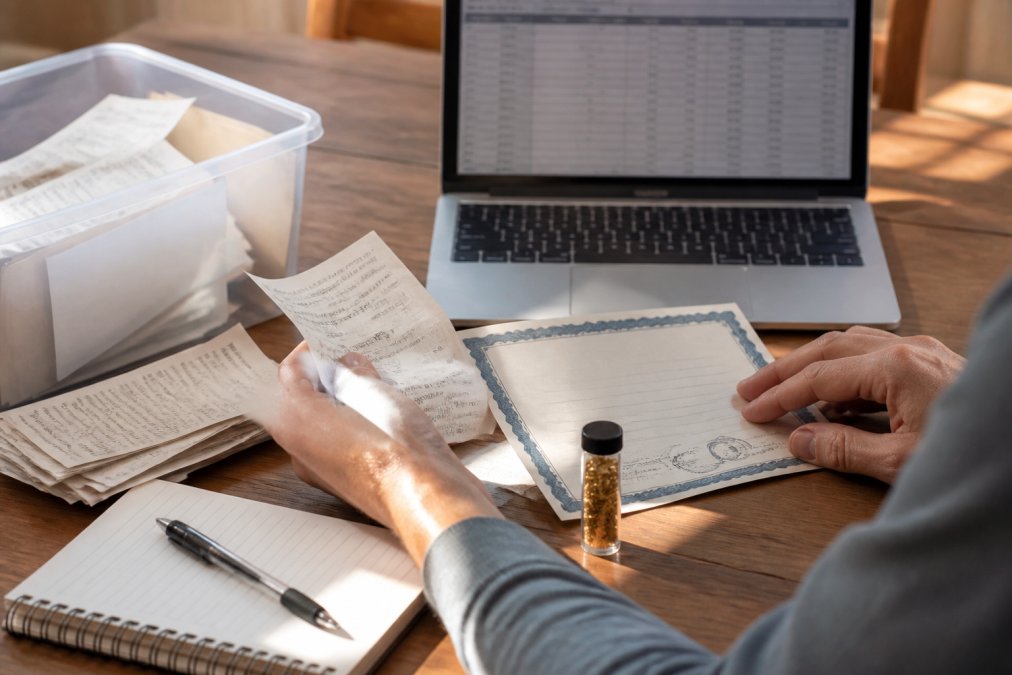 Infographic displaying a checklist of documentation required when selling raw gold, including receipts and certificates.