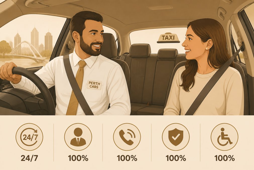 Professional taxi driver in neat uniform having friendly conversation with passenger inside well-maintained, clean taxi vehicle, showing attentive customer service and human interaction
