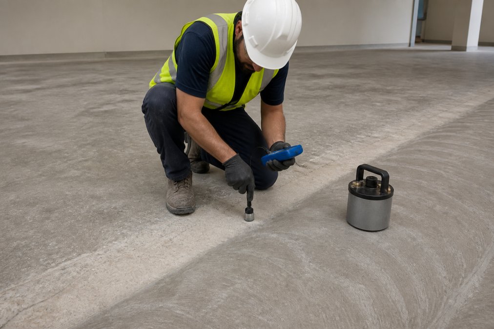 Professional illustration showing moisture barrier installation
