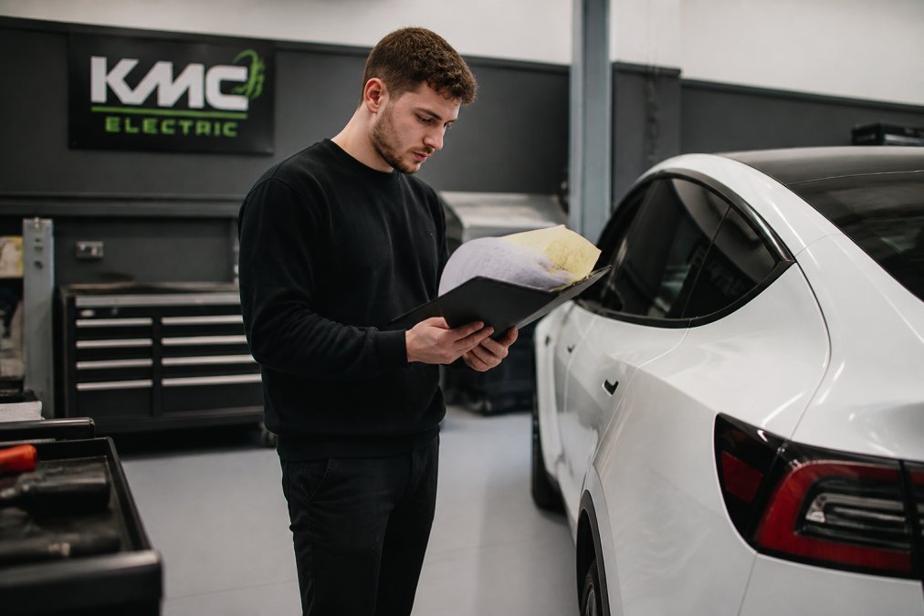Professional illustration showing tesla maintenance schedule