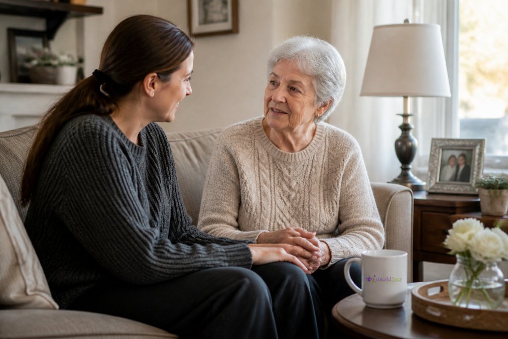Professional illustration showing Adult for 40/70 rule aging caregiving