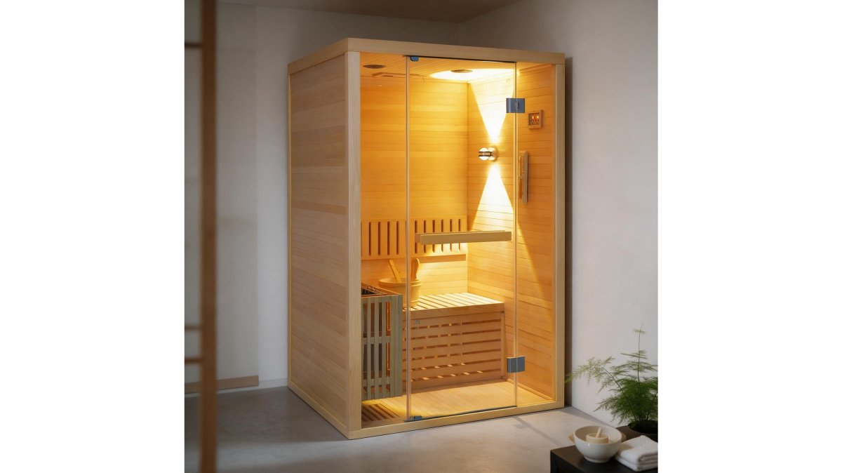 Thermora Alpine Premium 2-Person 3KW Hemlock Wood Sauna With LED Wall Light