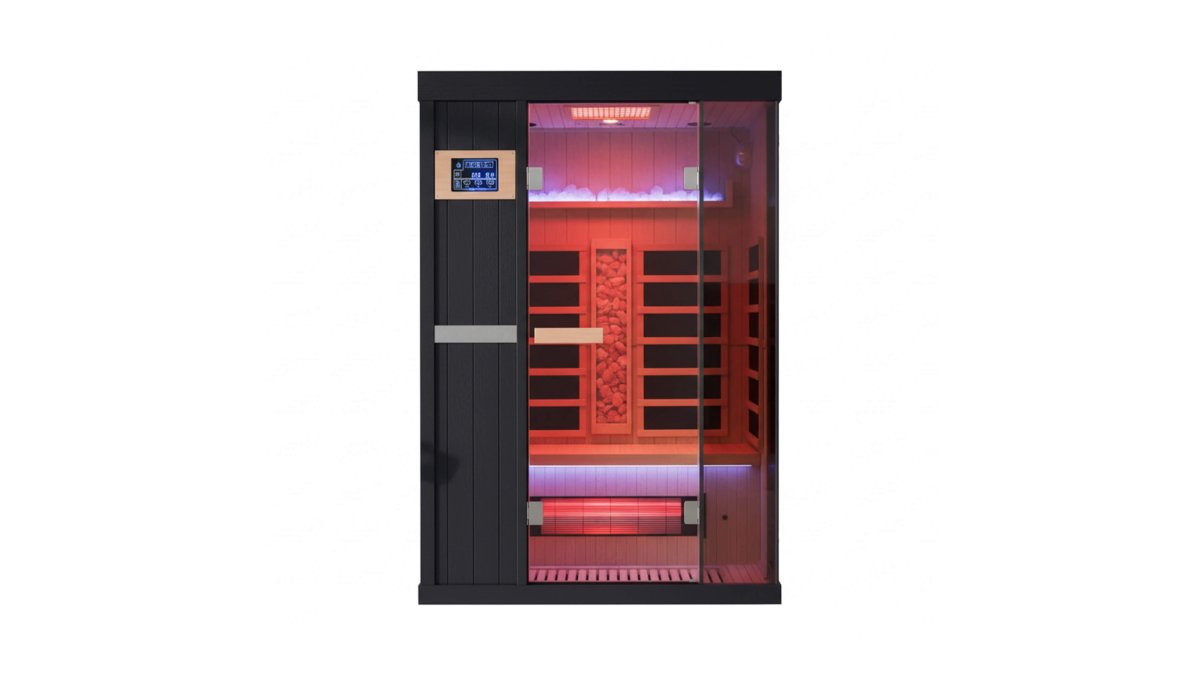Thermora Pandora 2-Person Full-Spectrum Infrared Sauna – Indoor Hemlock Wood Sauna with Red Light Therapy & Himalayan Salt Panels