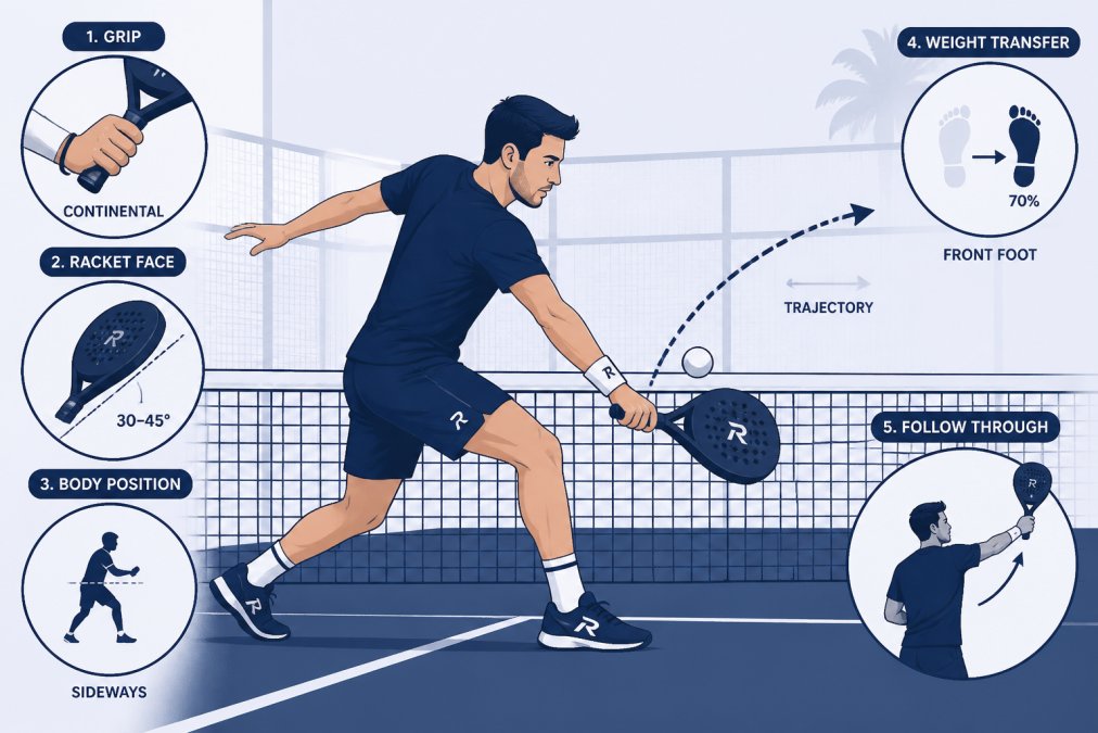 Step-by-step visual guide for third shot alternatives padel