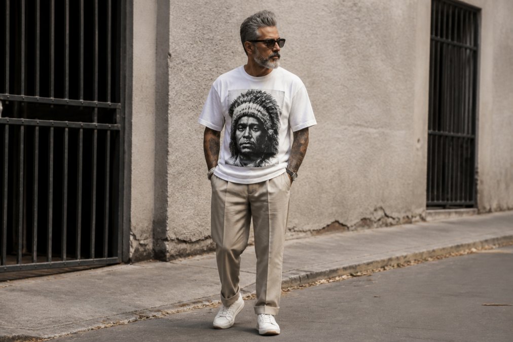 Professional illustration showing timeless streetwear for older men