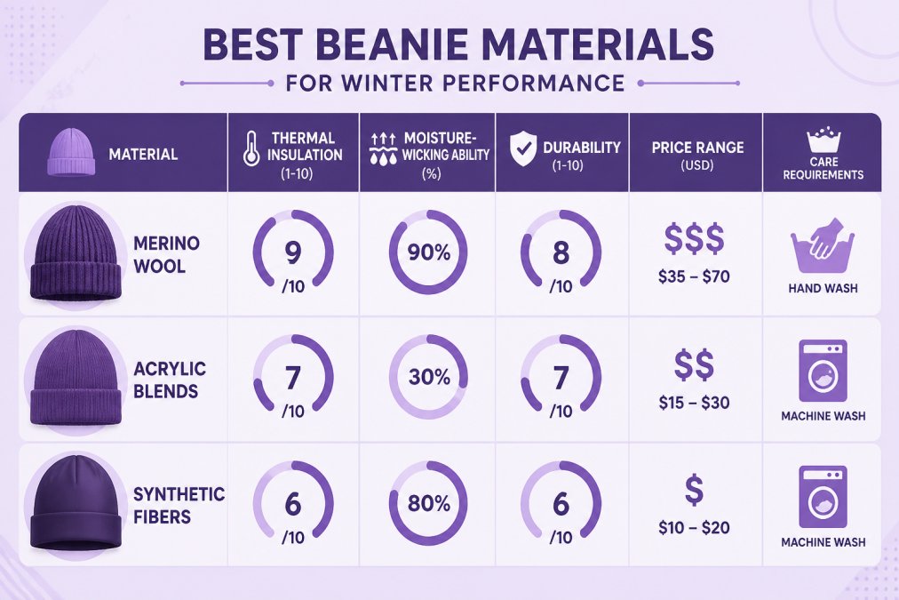 Visual comparison chart showing buying beanies online