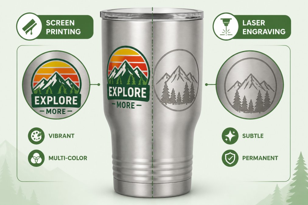 Side-by-side comparison of buying custom drinkware online