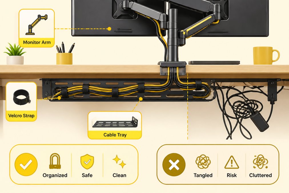 Professional illustration showing Close for clean desk setup
