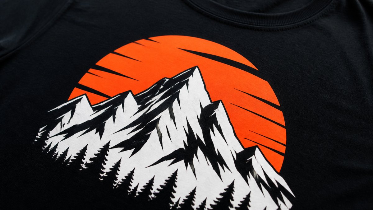 Infographic showing the impact of color contrast and sharp edge detailing on custom printed apparel design readability.