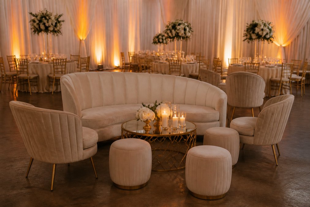 Infographic flowchart showing the steps for planning luxury weddings through aesthetic design and guest experience