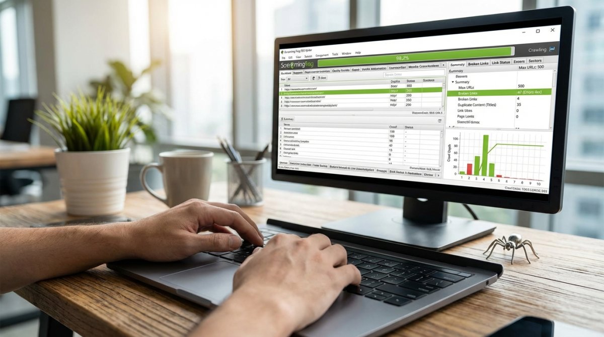 Screaming Frog SEO Spider interface showing crawl results