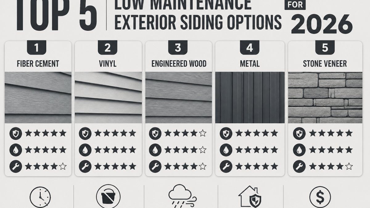 Top 5 Low Maintenance Exterior Siding Options for 2026