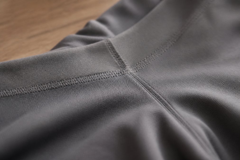 Close-up detail shot of high-quality athletic fabric seams and stitching, showing seamless construction and technical weave that demonstrates durability and craftsmanship in premium athletic apparel
