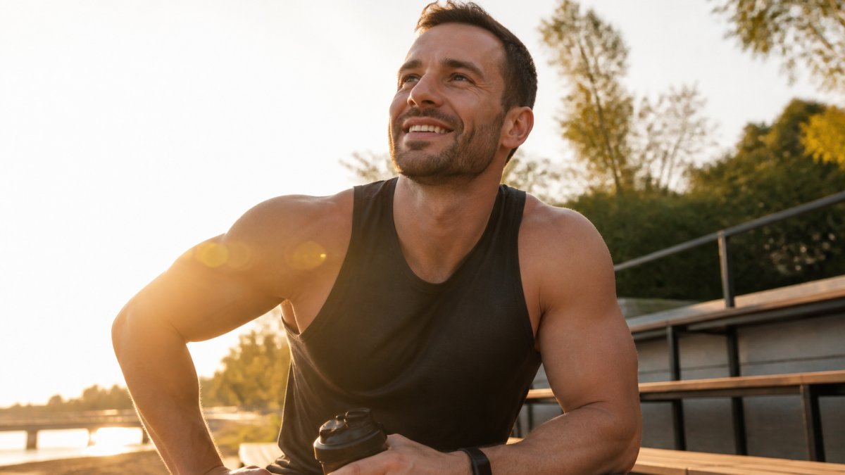 Fit athlete exercising outdoors under bright sunlight to represent natural vitality and energy