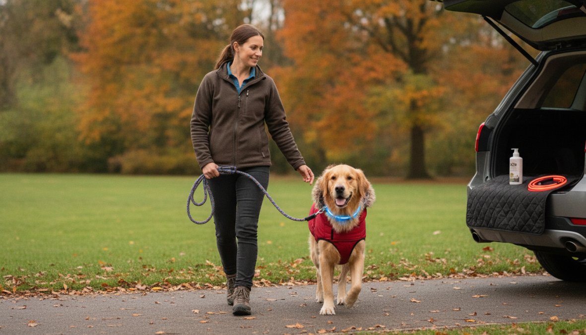 Professional illustration showing Owner for train dog to walk nicely