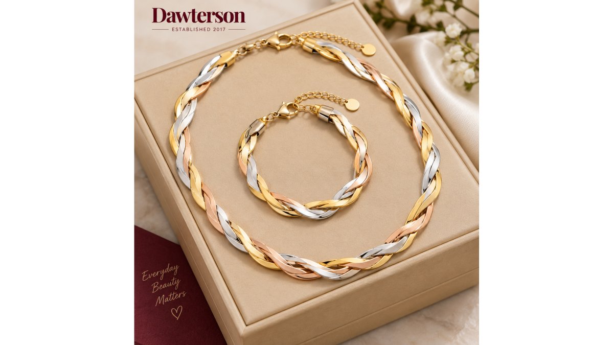 Tricolor Twist Necklace & Bracelet Set