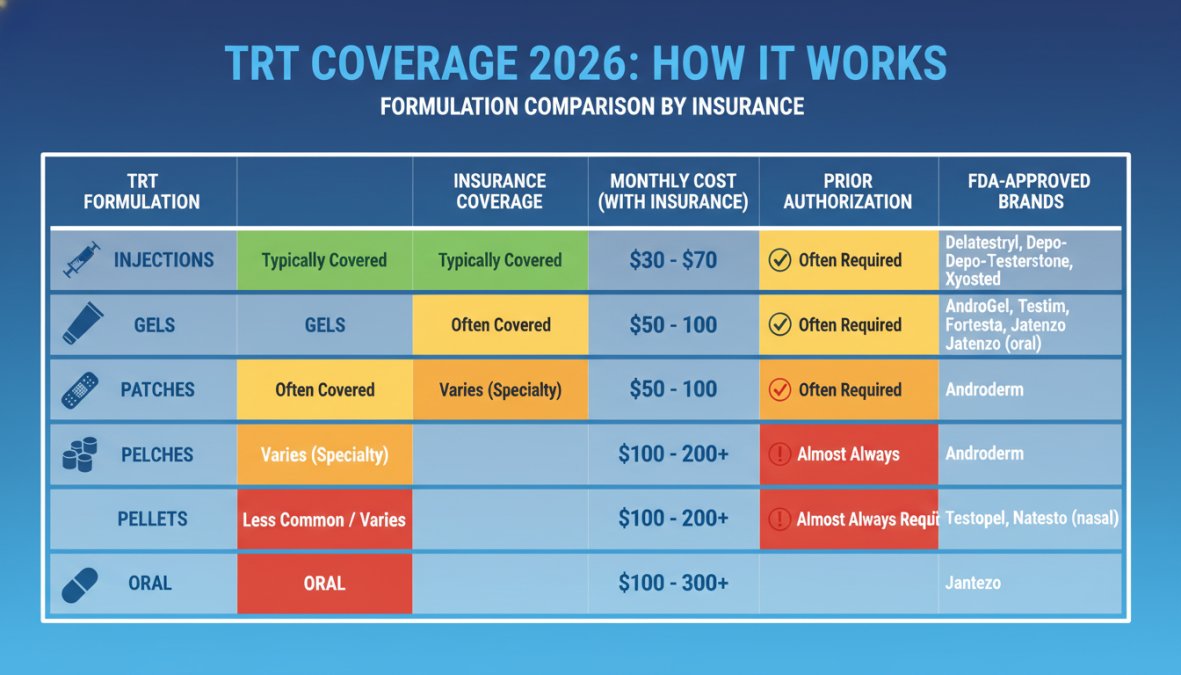 Visual comparison chart showing TRT covered by insurance