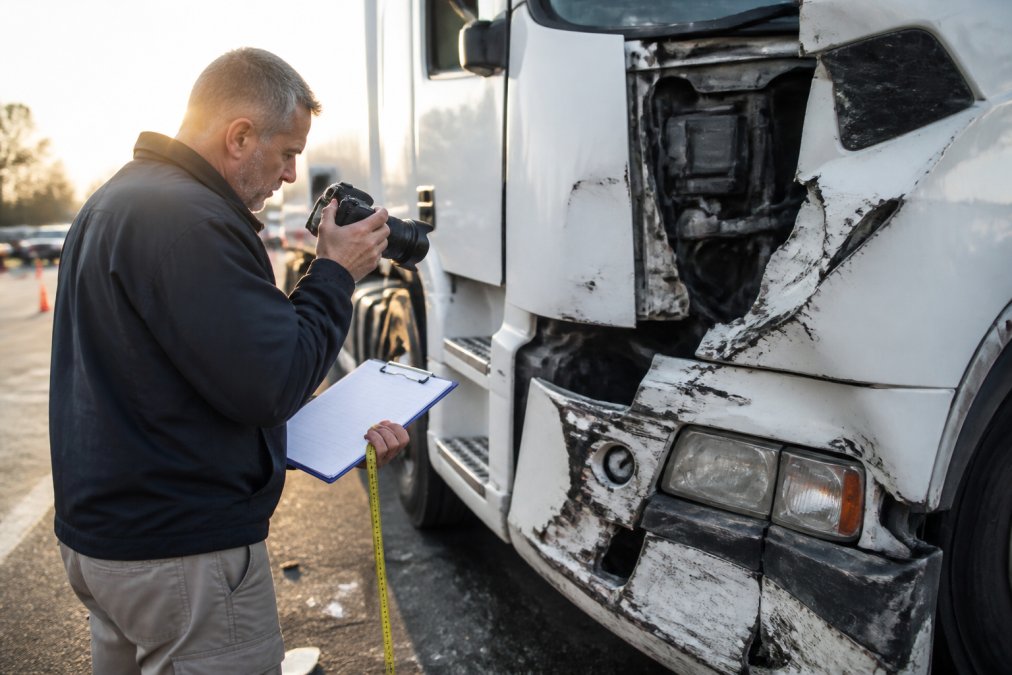 Process diagram showing steps for Professional for truck accident investigation
