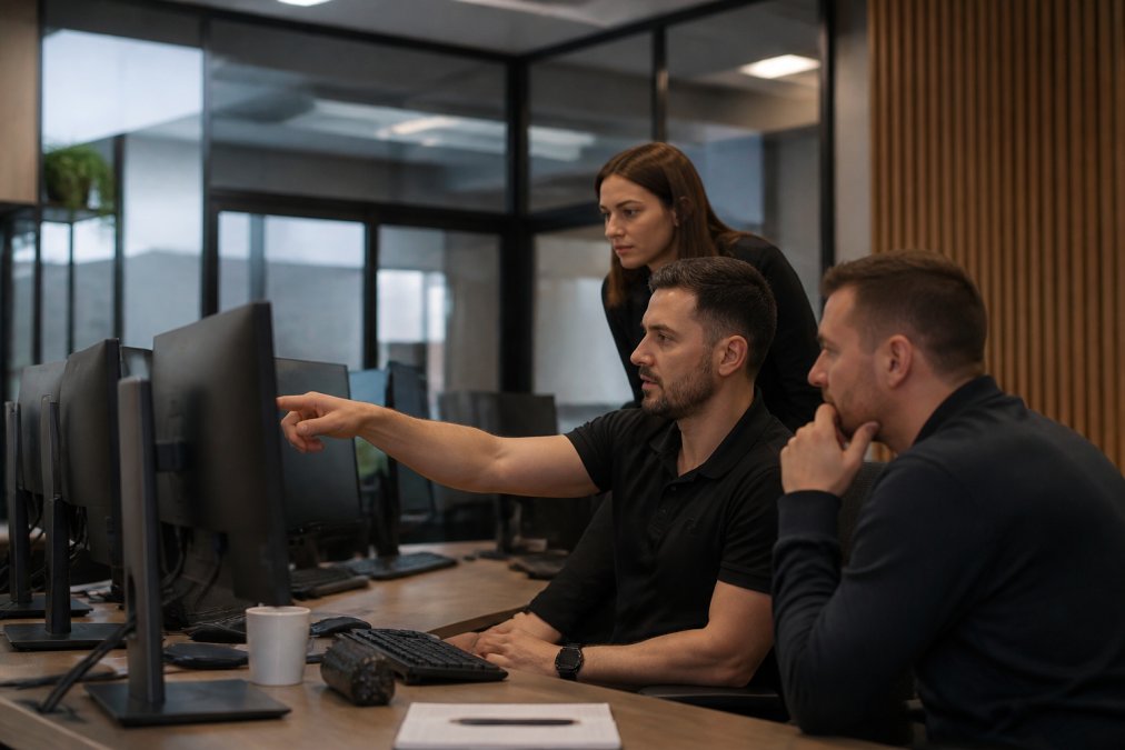 Operations team monitoring live data on a turnkey sportsbook dashboard