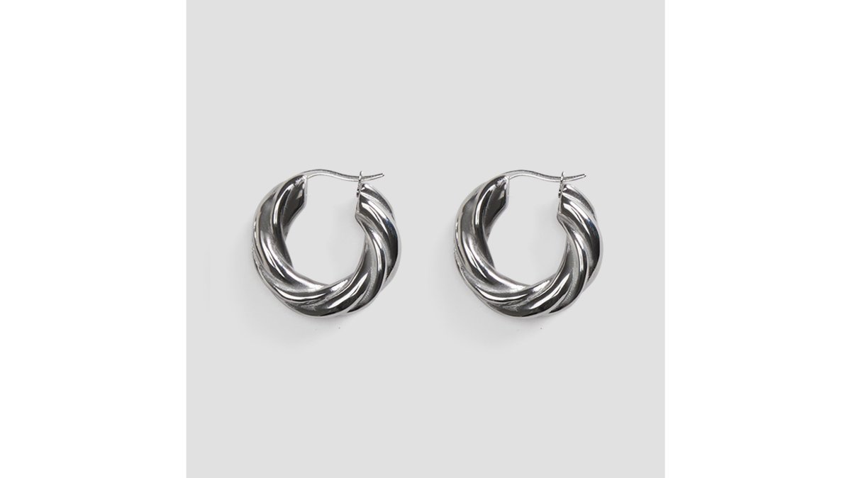 Twisted Stainless Steel Hoop Earrings
