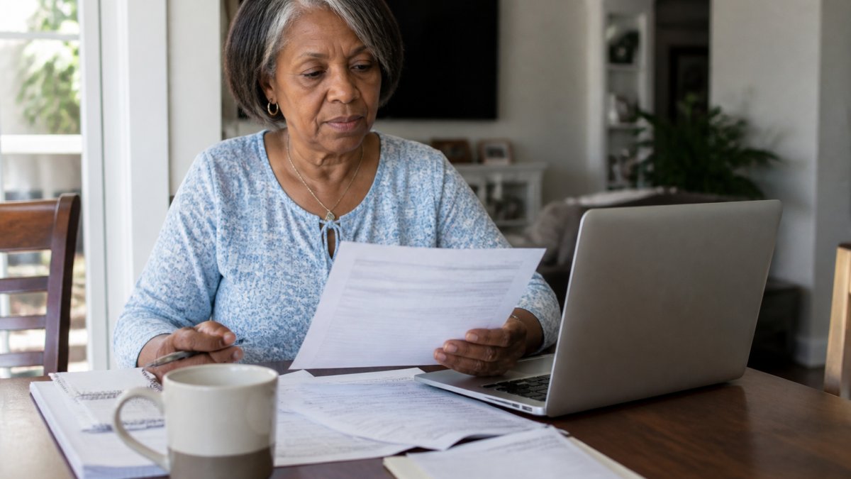 Infographic flow chart showing how to compare plans to avoid Medicare coverage gaps while reviewing documents.