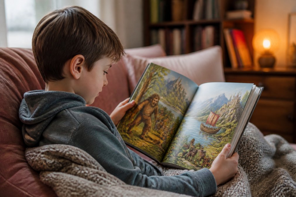 Professional illustration showing folklore books for curious readers