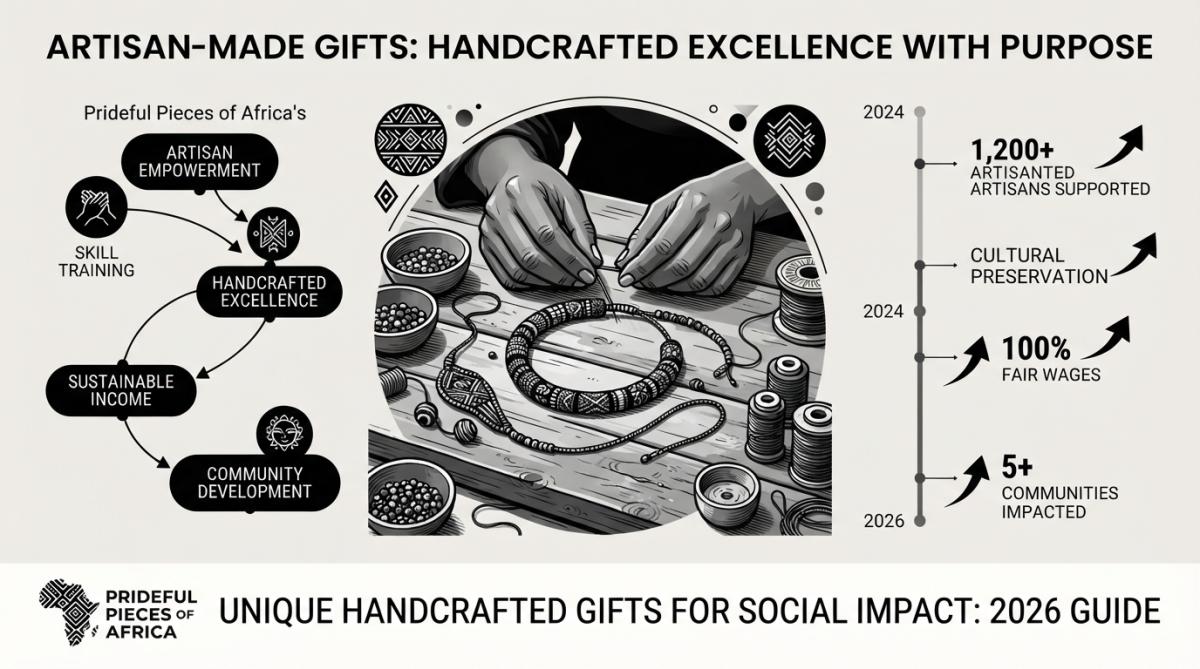 Professional illustration showing unique handcrafted gifts for social impact