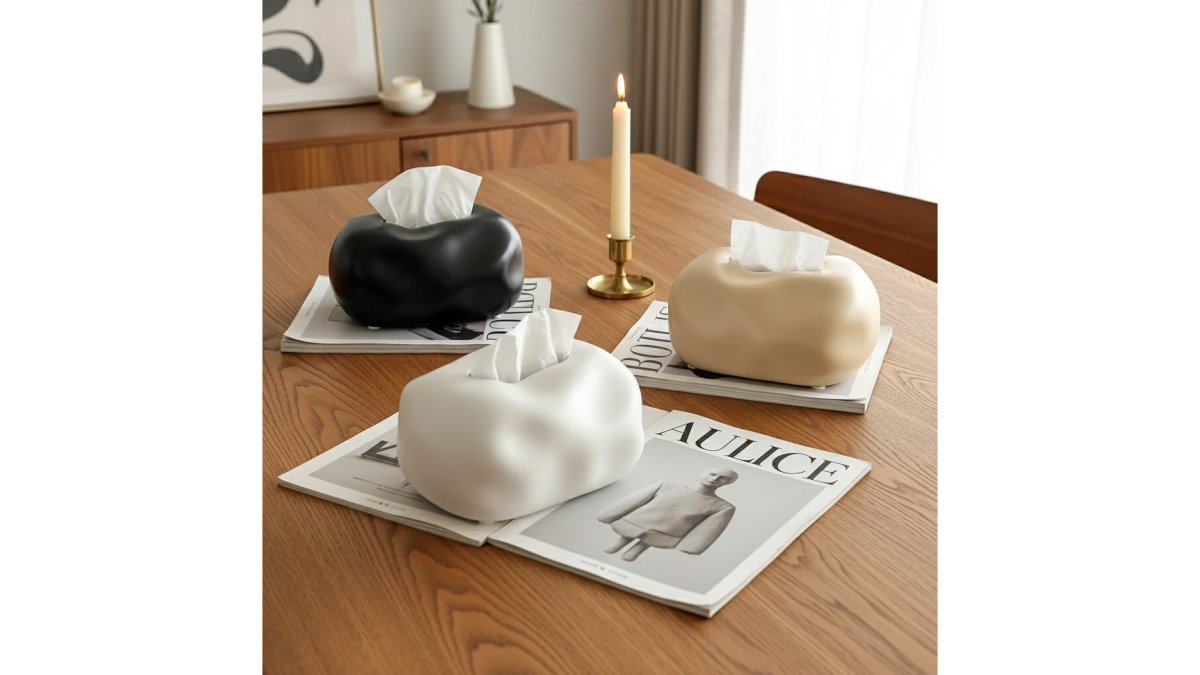 Unstructured Ceramic Silver Tissue Box Cover