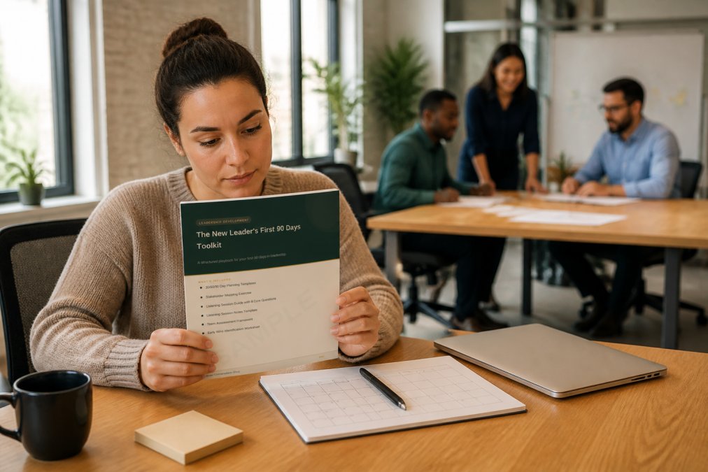 Professional illustration showing New for new manager onboarding