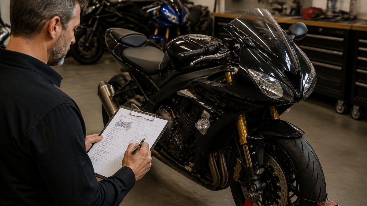 Professionele inspecteur voert in een beveiligde werkplaats een gedetailleerde technische controle uit op een motor.