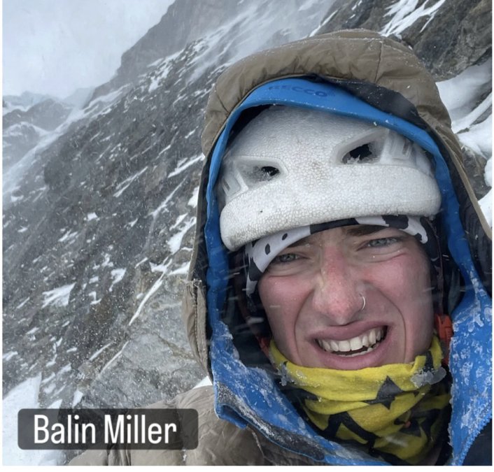 Photo of Balin Miller after completing Reality Bath solo ice climb