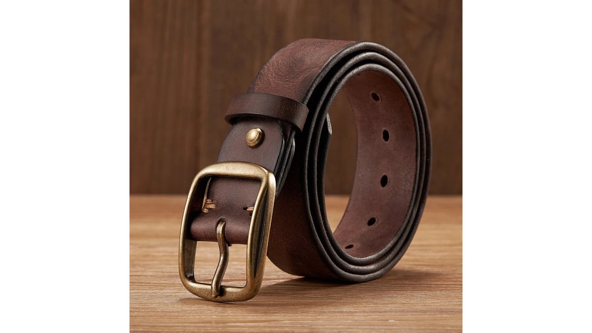 Vinthentic Rustic Cowhide Leather Pin Buckle Belt