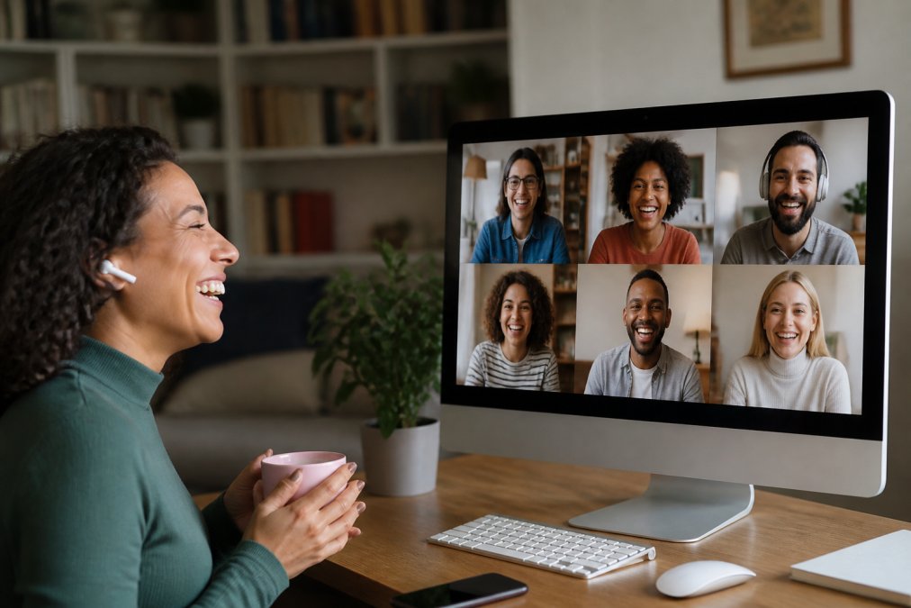 Professional illustration showing Diverse for virtual team building activities