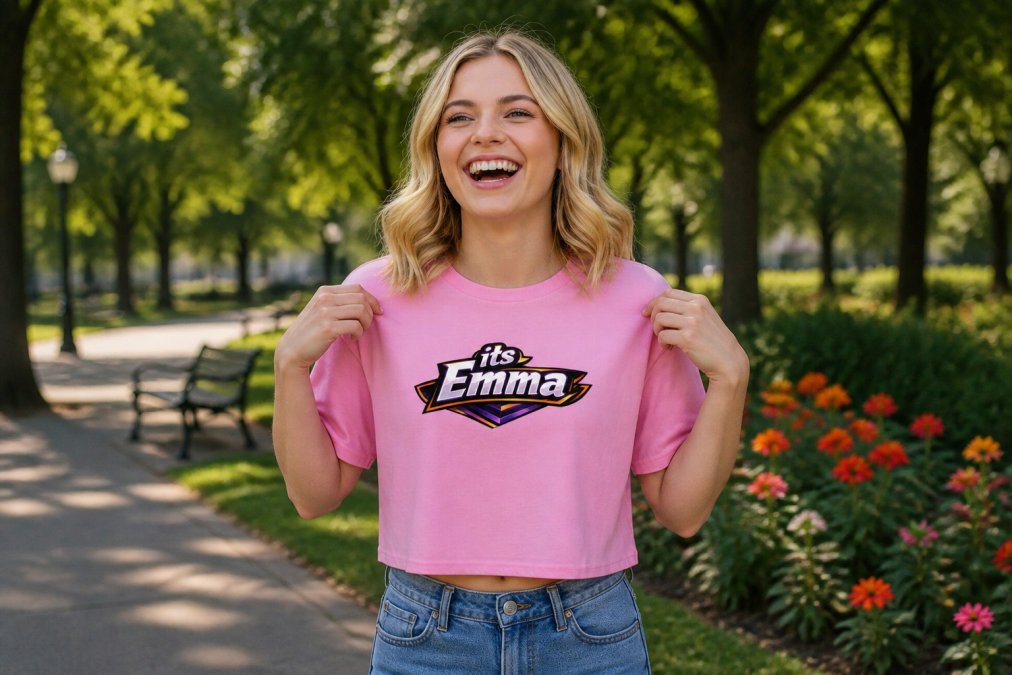 Eine Person zieht ein hochwertiges T-Shirt aus gekämmter Baumwolle an, mit Fokus auf die weiche Textur und Passform im natürlichen Licht