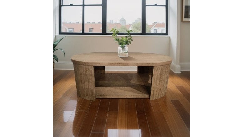 Walnut MDF And Oak Living Room Coffee Table