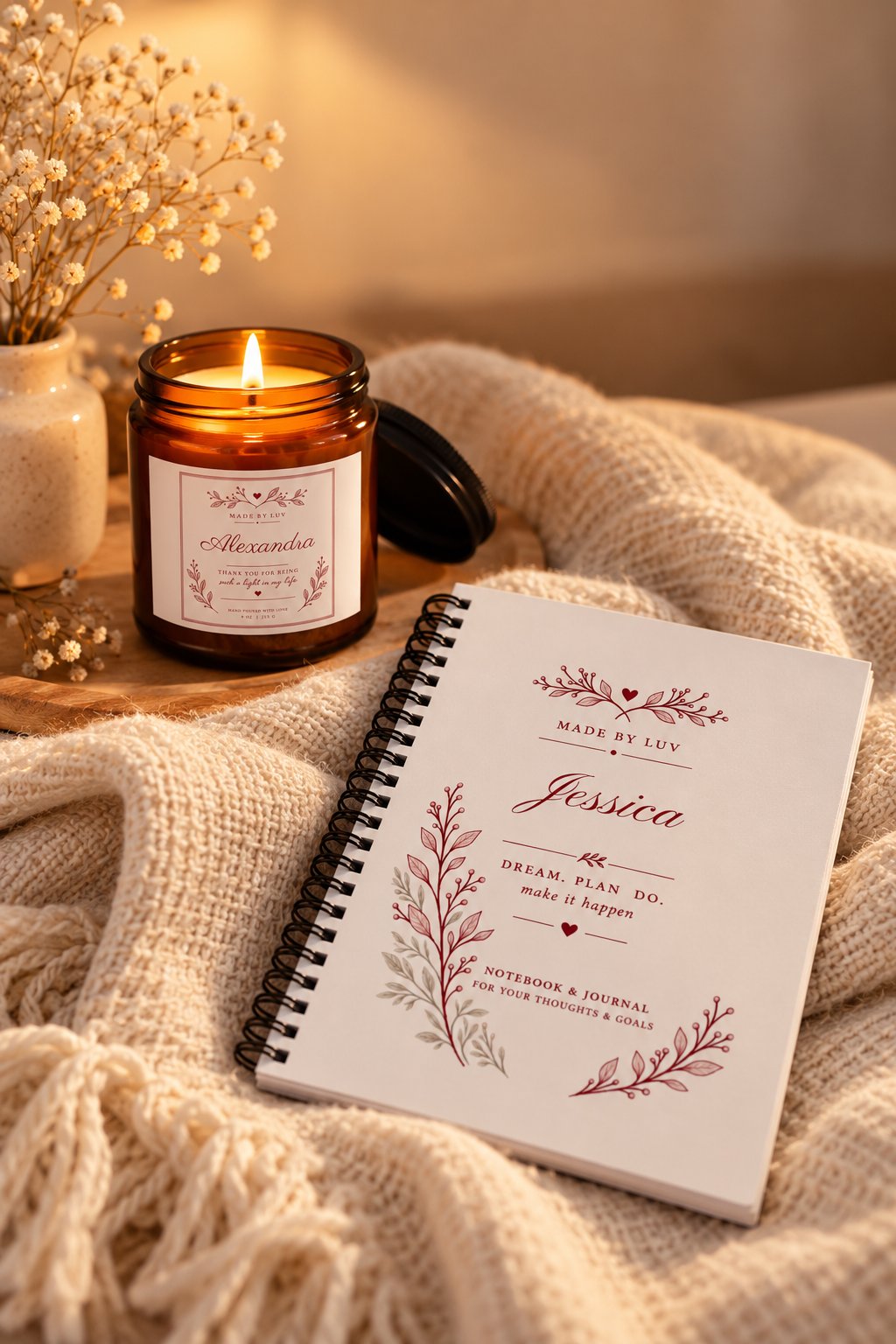 Warm Candlelight Journaling Still Life
