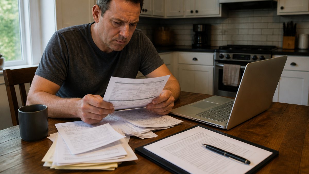 Step-by-step process for disputing a car repair claim shown as a document review at a desk