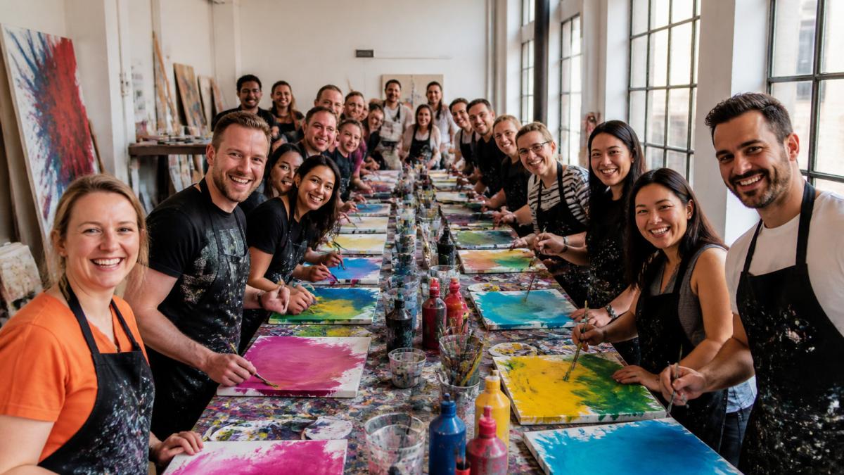 Infografik zu Preisen für Teambuilding Wien: Kreativ-Workshop für große Gruppen ab 25 Personen im Atelier