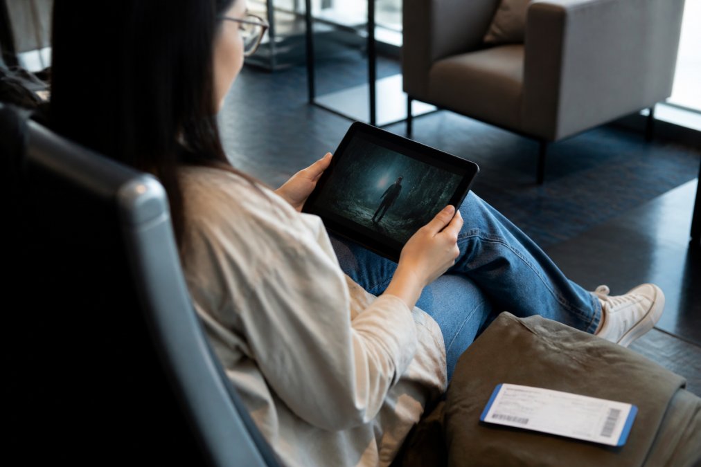 Step-by-step guide on how to prepare your tablet to watch movies offline before boarding a flight.
