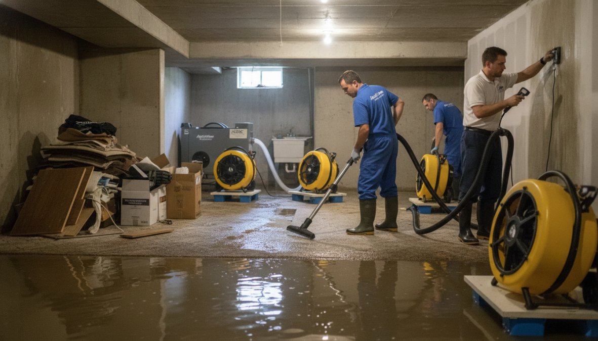 Professional illustration showing IICRC for water damage restoration