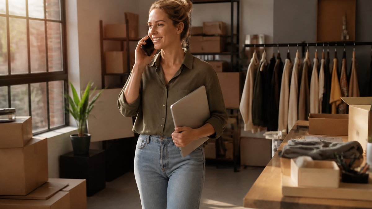 Iemand zit achter een laptop met een kopje koffie, geconcentreerd op het scherm terwijl ze een website opzet in WordPress